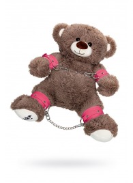 Бондажный набор: бурый мишка с розовыми оковами и наручниками - Pecado - купить с доставкой в Твери