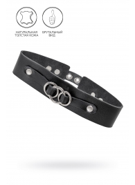 Черный чокер-ошейник со связанными кольцами на подложке - Pecado - купить с доставкой в Твери