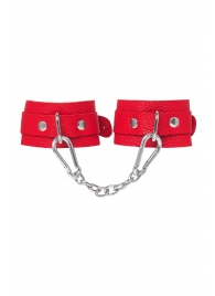 Красные кожаные наручники-браслеты со скруглёнными углами - Pecado - купить с доставкой в Твери