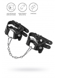 Черные кожаные наручники-браслеты из двух ремешков - Pecado - купить с доставкой в Твери