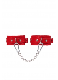 Красные кожаные узкие оковы со скруглёнными углами - Pecado - купить с доставкой в Твери