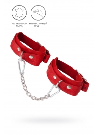 Красные кожаные узкие оковы со скруглёнными углами - Pecado - купить с доставкой в Твери