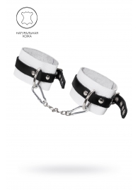 Бело-черные мягкие оковы с одним ремешком и люверсами - Pecado - купить с доставкой в Твери