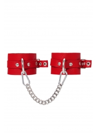 Красные мягкие кожаные оковы с люверсами - Pecado - купить с доставкой в Твери