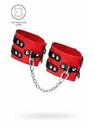 Красно-черные мягкие оковы с двумя ремешками с люверсами - Pecado - купить с доставкой в Твери