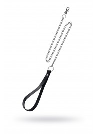 Поводок с ручкой из черной натуральной кожи и карабином для ошейника - Pecado - купить с доставкой в Твери
