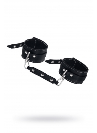 Черные двухслойные кожаные оковы с белой строчкой - Pecado - купить с доставкой в Твери