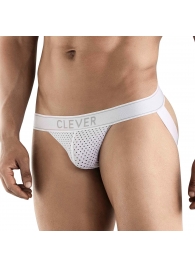 Белые перфорированные трусы-джоки Clever Ambar Jockstrap - Clever Masculine Underwear купить с доставкой