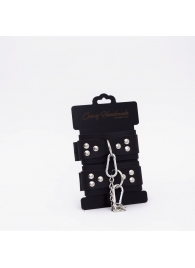 Черные кожаные наручники с регулируемыми ремешками - Crazy Handmade - купить с доставкой в Твери