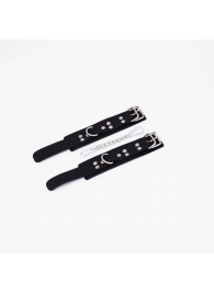 Черные кожаные наручники с регулируемыми ремешками - Crazy Handmade - купить с доставкой в Твери