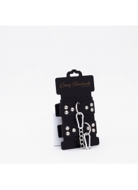 Черные кожаные оковы с регулируемыми ремешками - Crazy Handmade - купить с доставкой в Твери