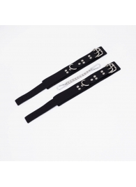 Черные кожаные оковы с регулируемыми ремешками - Crazy Handmade - купить с доставкой в Твери