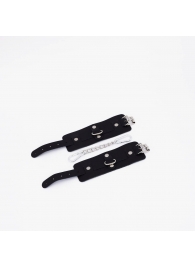 Черные кожаные наручники с хромированной фурнитурой - Crazy Handmade - купить с доставкой в Твери