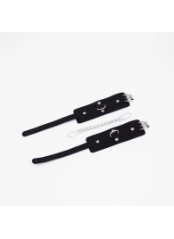 Черные кожаные оковы с хромированной фурнитурой - Crazy Handmade - купить с доставкой в Твери