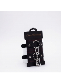 Черно-красные кожаные наручники - Crazy Handmade - купить с доставкой в Твери