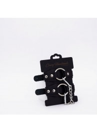 Черные кожаные оковы с кольцом - Crazy Handmade - купить с доставкой в Твери