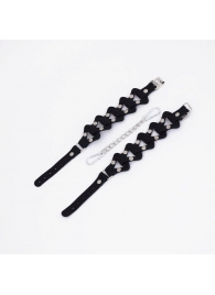 Черные кожаные наручники из звеньев - Crazy Handmade - купить с доставкой в Твери