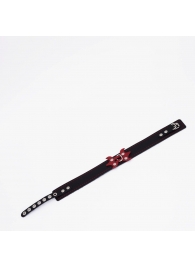 Черный ошейник с красным декором и строчкой - Crazy Handmade - купить с доставкой в Твери