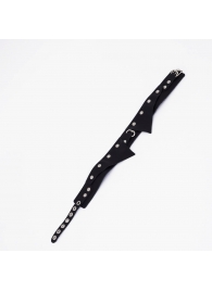 Черный однослойный кожаный ошейник с имитацией воротничка - Crazy Handmade - купить с доставкой в Твери