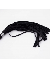 Черный кожаный флоггер со стальной ручкой - 45 см. - Crazy Handmade - купить с доставкой в Твери