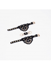 Черные наручники с золотистой фурнитурой - Crazy Handmade - купить с доставкой в Твери