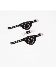 Черные наручники с золотистой фурнитурой - Crazy Handmade - купить с доставкой в Твери
