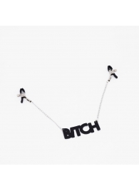 Зажимы на соски с кожаной подвеской Bitch - Crazy Handmade - купить с доставкой в Твери