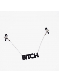 Зажимы на соски с кожаной подвеской Bitch - Crazy Handmade - купить с доставкой в Твери