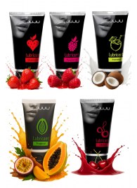 Набор из 5 съедобных лубрикантов JUJU (клубника, малина, тропические фрукты, вишня, кокос) - JuJu - купить с доставкой в Твери