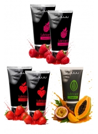 Набор из 5 съедобных лубрикантов JUJU (клубника х 2, малина х 2, тропические фрукты) - JuJu - купить с доставкой в Твери