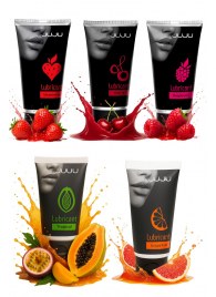 Набор из 5 съедобных лубрикантов JUJU (клубника, малина, тропические фрукты, вишня, грейпфрут) - JuJu - купить с доставкой в Твери