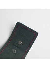 Черные кожаные наручники с красной строчкой - Crazy Handmade - купить с доставкой в Твери