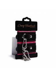 Черно-розовые скругленные наручники с мягкой подкладкой - Crazy Handmade - купить с доставкой в Твери