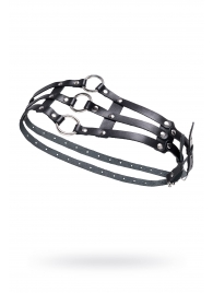 Черный кожаный пояс с кольцами - Pecado - купить с доставкой в Твери