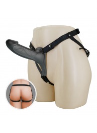 Черный полый мужской страпон London - 16,8 см. - Baile - купить с доставкой в Твери