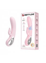 Нежно-розовый вибратор Nicola с вакуумной клиторальной стимуляцией - 24 см. - Baile