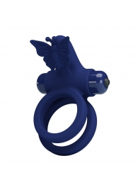 Синее эрекционное кольцо с вибростимуляцией клитора - Baile - в Твери купить с доставкой