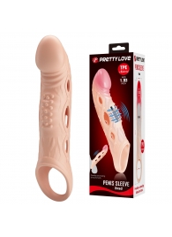 Телесная удлиняющая насадка с рельефом и вибрацией Brad - 21,3 см. - Baile - в Твери купить с доставкой