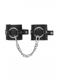 Черные наручники из толстой натуральной кожи с люверсами - Pecado - купить с доставкой в Твери