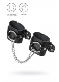 Черные наручники из толстой натуральной кожи с люверсами - Pecado - купить с доставкой в Твери