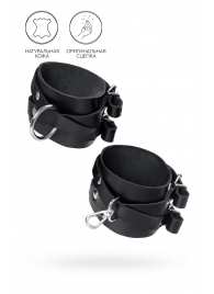 Черные кожаные оковы с двумя перекрёстными ремешками - Pecado - купить с доставкой в Твери