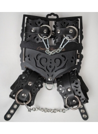 Черный ажурный кожаный набор фиксаций - Crazy Handmade - купить с доставкой в Твери