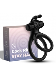 Черное эрекционное виброкольцо с подхватом мошонки Stay Hard - Boys of Toys - в Твери купить с доставкой