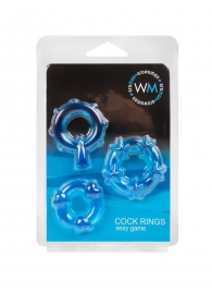 Набор из 3 синих эрекционных колец с различным рельефом - Erowoman-Eroman - в Твери купить с доставкой