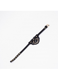 Черный чокер с клепками и золотистой фурнитурой - Crazy Handmade - купить с доставкой в Твери