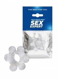 Прозрачное эрекционное кольцо с 6 стимулирующими шариками - Sex Expert - в Твери купить с доставкой