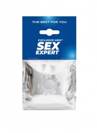 Прозрачное эрекционное кольцо с шариками и шипами - Sex Expert - в Твери купить с доставкой