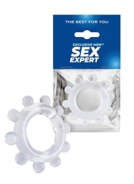 Прозрачное эрекционное кольцо со стимулирующими шариками - Sex Expert - в Твери купить с доставкой