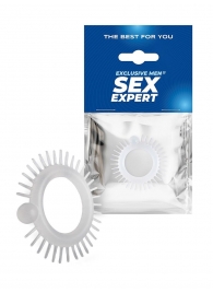 Эластичное эрекционное кольцо с шипиками и шариком - Sex Expert - в Твери купить с доставкой