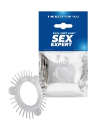 Эластичное эрекционное кольцо с 3 шариками и шипами - Sex Expert - в Твери купить с доставкой